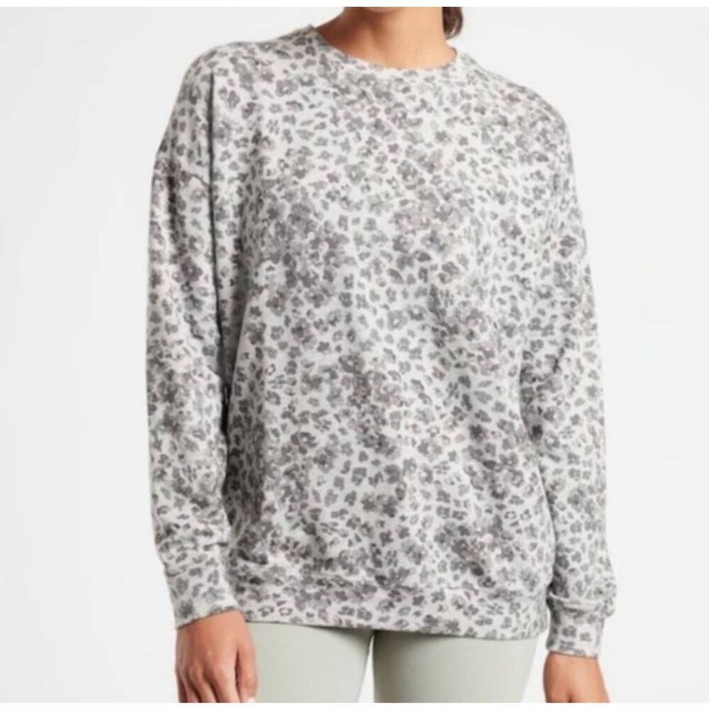 Athleta womens Sz S gray studio to street splatter sweatshirt